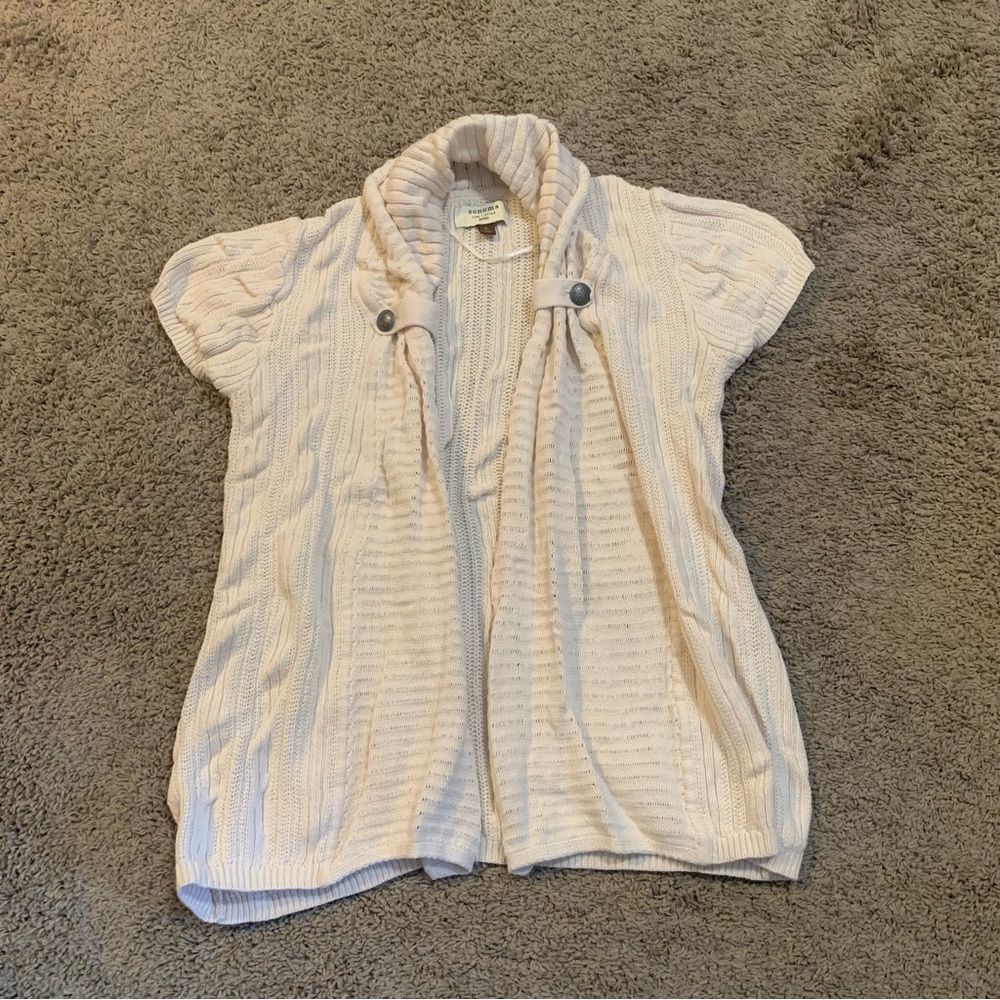 Sonoma Open Front Short Sleeve Sweater Petite Large